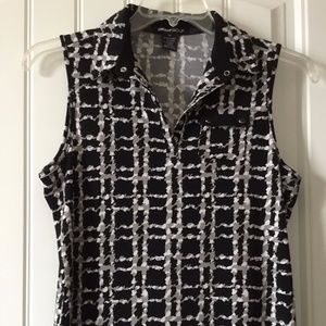 DKNY Black & Silver sleeveless Golf Shirt